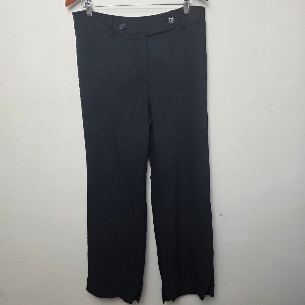 Ann Taylor Trousers Women 14 Black Wide Leg Virgin Wool Blend Professional Chic